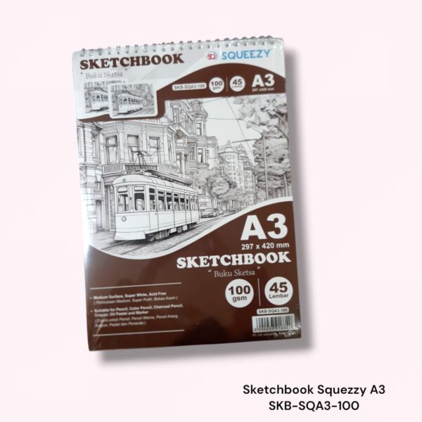 Buku Gambar Sketsa SQUEZZY A3 100 Gsm isi 45 lembar Sketch Book Ring Atas