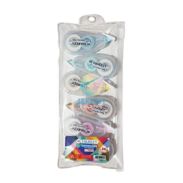 Tip Ex Kertas Correction Tape Mini Set isi 6 SQUEZZY CT-SQ 06 - Gambar 2