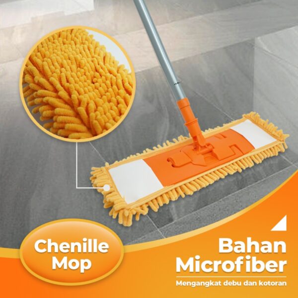 Alat Pel Lantai Kain Microfiber BAGUS Chenile Mop Set W-22306 - Gambar 4