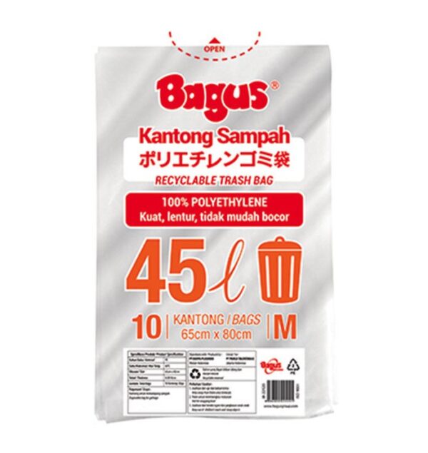 Kantong Sampah Trash Bag BAGUS Medium 45 Lt isi 10  ( 65 cm x 80 cm ) w-22520