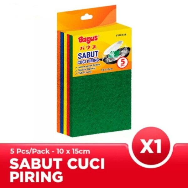 Spons Sabut Cuci Piring Teflon isi 5 BAGUS 518