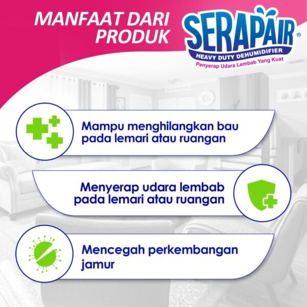 Humidifier BAGUS SERAP AIR Anti Lembab Lemari Anti Jamur 225 Ml Box W-20414 Refillable Isi Ulang - Gambar 2