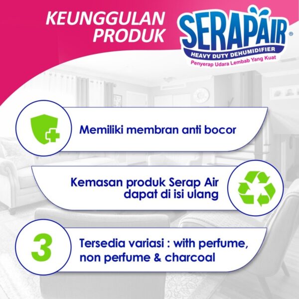 Humidifier BAGUS SERAP AIR Anti Lembab Lemari Anti Jamur 225 Ml Box W-20414 Refillable Isi Ulang - Gambar 3