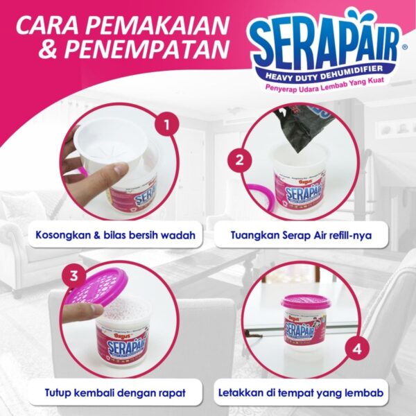 Humidifier BAGUS SERAP AIR Anti Lembab Lemari Anti Jamur 225 Ml Box W-20414 Refillable Isi Ulang - Gambar 4