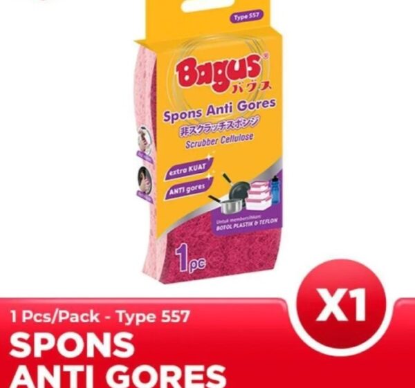 Spons Sabut Anti Gores Ekstra Kuat BAGUS 557 Scrubber Cellulose
