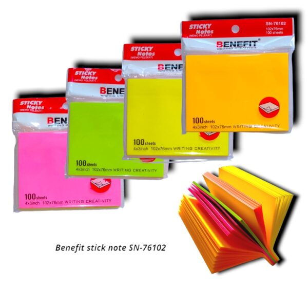 Sticky Notes Memo Tempel Warna 76 mm x 51 mm isi 100's BENEFIT