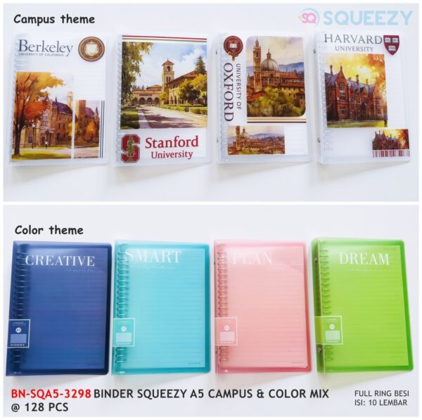 Binder Note A5 Loose Leaf 20 Ring Besi Cover Transparan Tebal SQ-3298 - Gambar 2