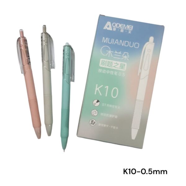 Pen Ballpoint Gel Tekan Rectract Ujung Lancip Extra Fine Point 0.5 mm Tinta Hitam Soft Pastel Color AODEMEI