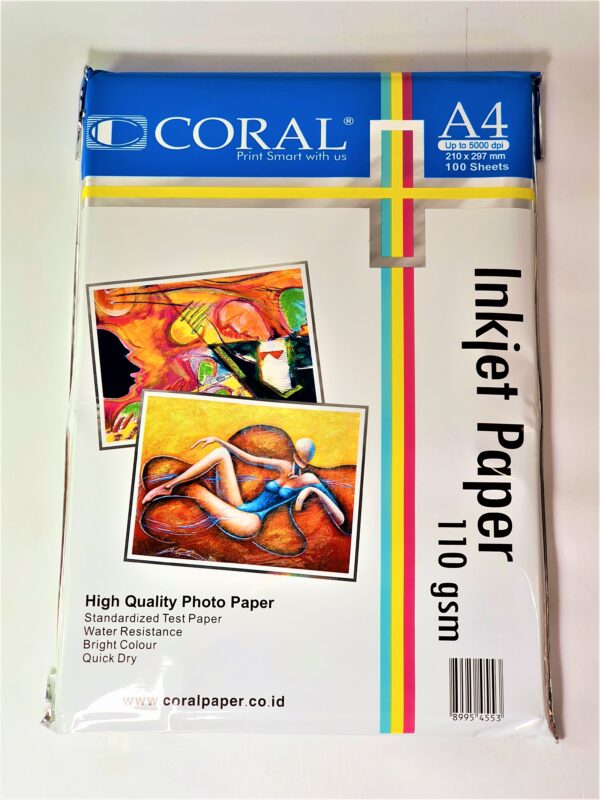 Kertas Foto CORAL Inkjet Paper A4 110 Gr Photo Paper Non Glossy