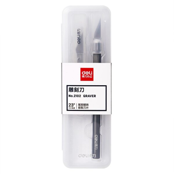 Cutter Ukir DELI 2102 Art Knife Ujung Miring Lancip Cutter Pen