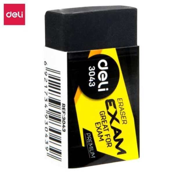 Penghapus Pensil Hitam DELI Eraser EXAM Extra Clean Bersih H043 Tanggung Medium
