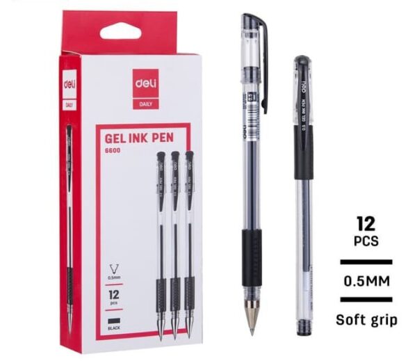 Ballpoint Pen Gel Pena Cair Tutup DELI E6600 0.5 mm