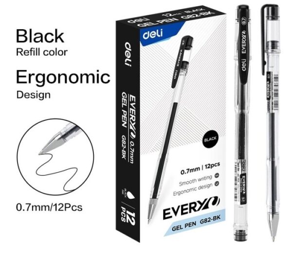 Pulpen Ballpoint Gel Pen DELI G82 Tutup Klip 0.7 mm Pena Cair Smooth Bagus