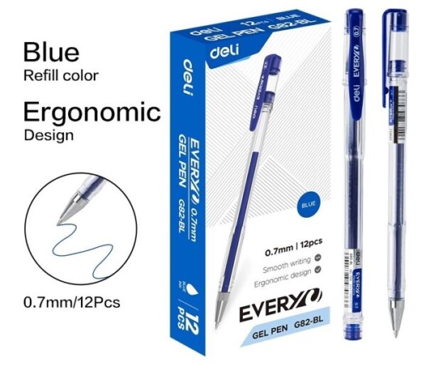 Pulpen Ballpoint Gel Pen DELI G82 Tutup Klip 0.7 mm Pena Cair Smooth Bagus - Gambar 2