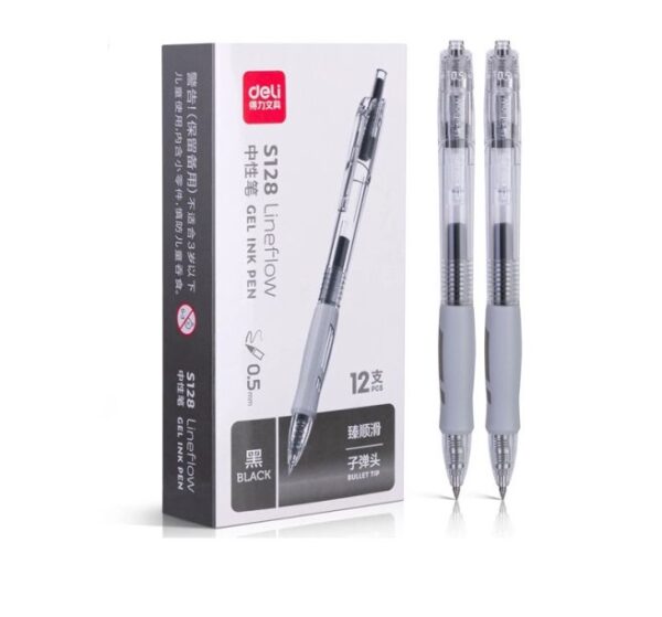 Pulpen Pen Gel 0.5 mm Ballpoint Jel Pena Cair Tekan Cetrek Rectract Hitam S-128