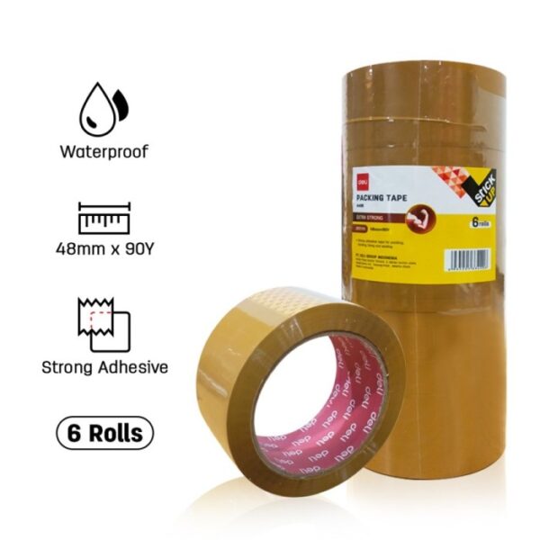 Lakban OPP Tape DELI CA495 DELI 48 mm x 90 Yard Coklat Bening