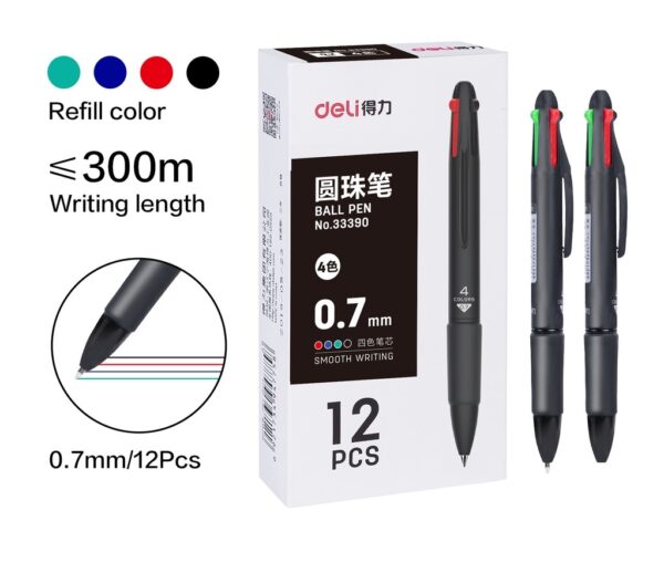 Pulpen Ballpoint Deli Pen 4 Warna 33390 - Gambar 2