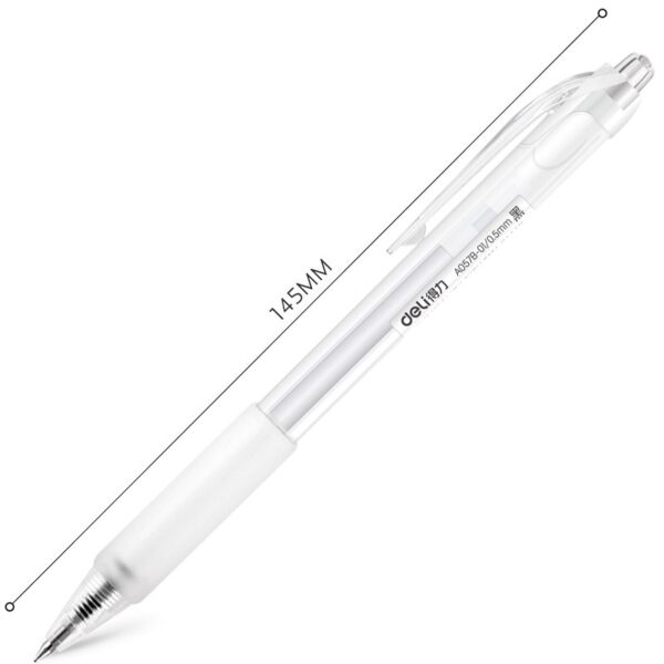 Ballpoint Pulpen Pen Gel Pena Cair Tekan DELI A 057B 0.5 mm Hitam Body Transparan Bening - Gambar 2