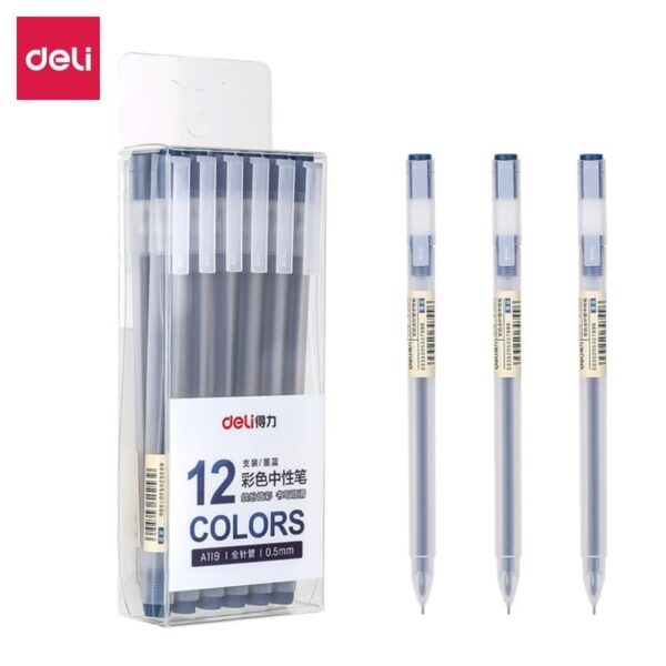 Pulpen Gel Pen Gel Warna DELI 0.5 mm A-119 Pena Pulpen Cair Ujung Lancip Needle Tip - Gambar 3