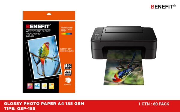 Kertas Foto Kilap Glossy Photo Paper A4 185 Gr BENEFIT isi 20's