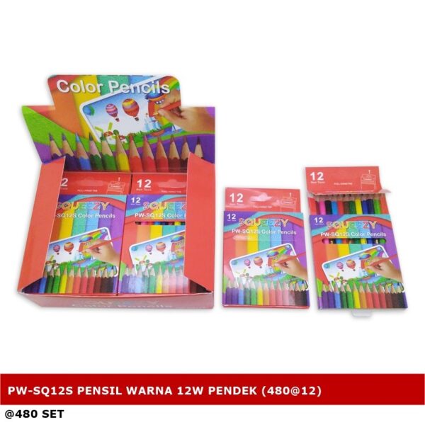 Pensil Warna 12 Warna Pendek SQUEZZY Color Pencil Short