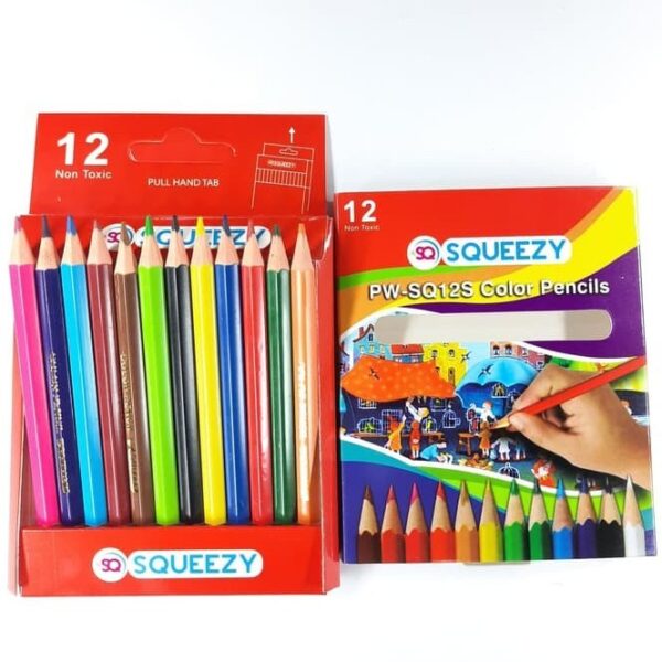 Pensil Warna 12 Warna Pendek SQUEZZY Color Pencil Short - Gambar 2