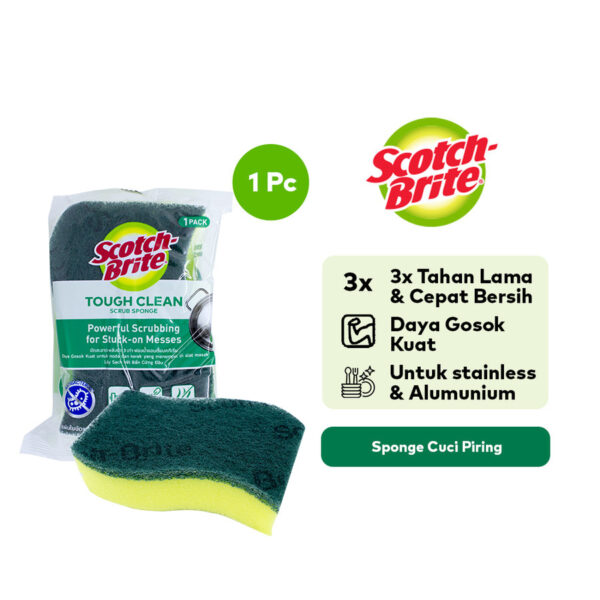 Spons Sabut Cuci Piring Tough Clean Scrub Sponge SCOTCH BRITE - Gambar 2