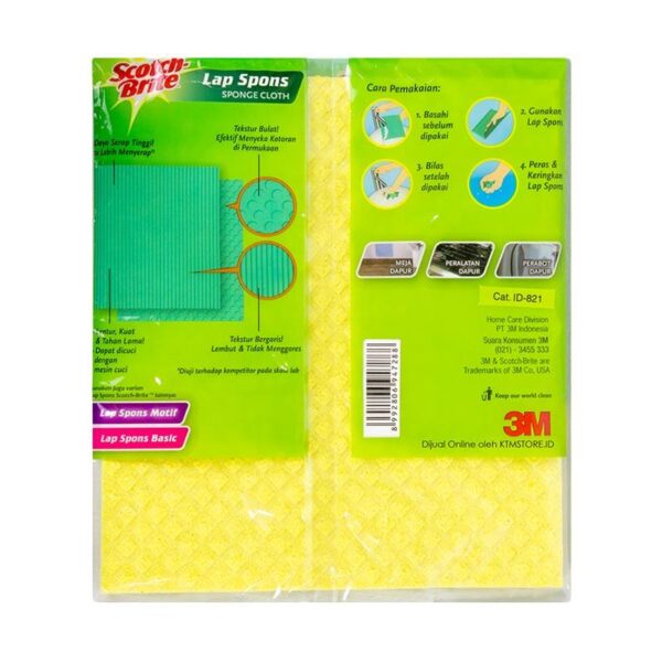 Lap Pembersih Serap Tinggi Lap Spons SCOTCH BRITE Sponge Cloth ID-821 - Gambar 3