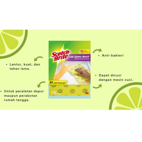Lap Pembersih Serap Tinggi Lap Spons SCOTCH BRITE Sponge Cloth ID-821 - Gambar 2