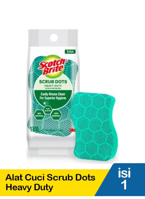 Spons Sabut Cuci Piring Panci SCOTCH BRITE SCRUB DOTS Heavy Duty set isi 1