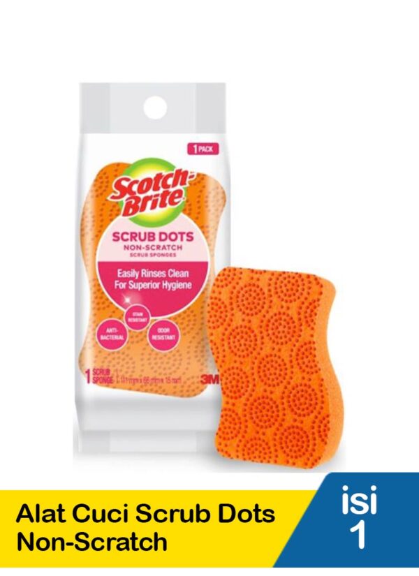 Spons Sabut Cuci Piring Panci Teflon SCOTCH BRITE SCRUB DOTS Non Scratch Anti Gores