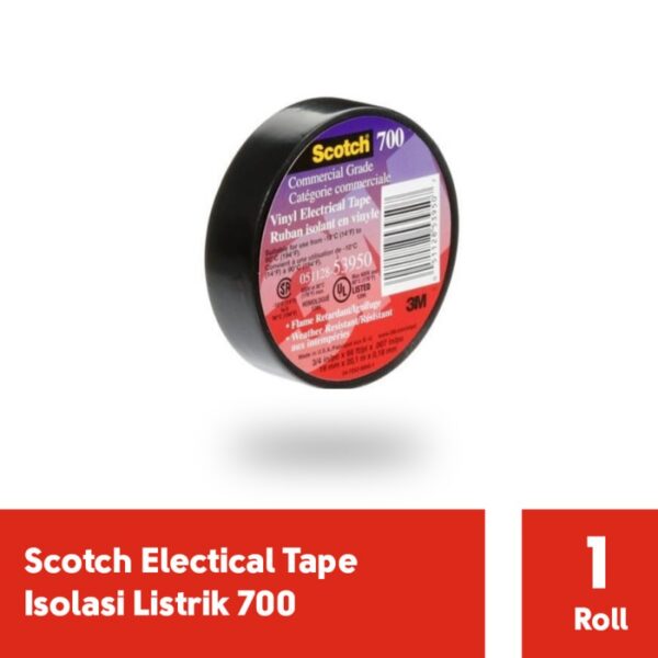 Solasi Listrik 3M SCOTCH 700 Anti Konslet 19 mm x 20 meter Vinyl Electrical  Tape - Gambar 2