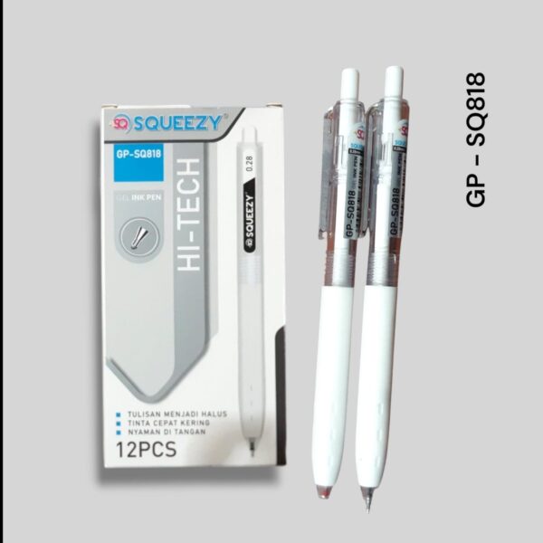Ballpoint Gel Pen HI-TEC Rectract Tekan 0.28 mm Ujung Lancip Neddle Tip SQUEZZY GP-818