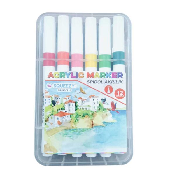 Spidol Akrilik SQUEZZY 12 warna Acrylic Marker