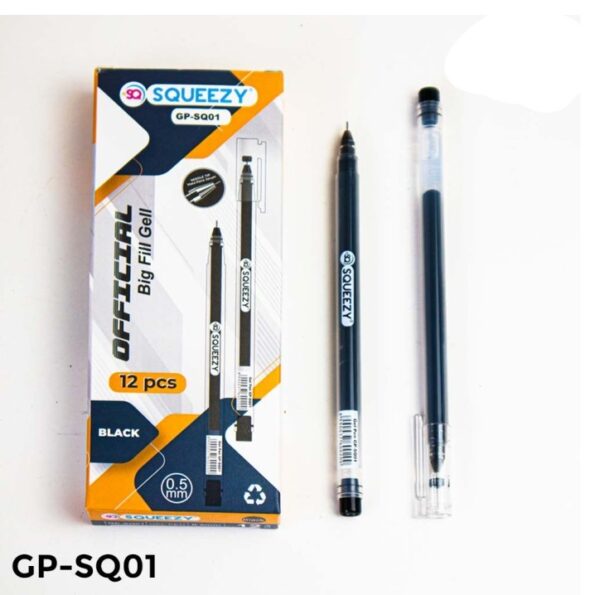 Pen Gel Pulpen Cair Hitam Full Tank Body Putih SQ-01