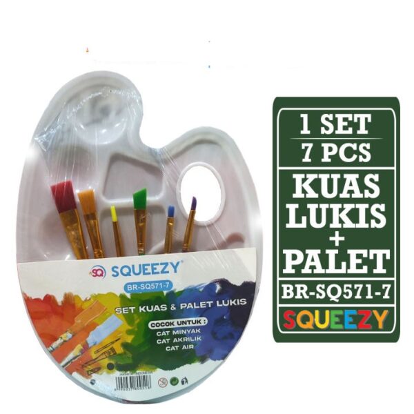 Palet Set + Kuas Nylon SQUEEZY SQ-571