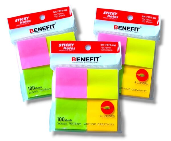 Sticky Notes BENEFIT 4 Warna Mini 38 mm x 38 mm Memo Tempel