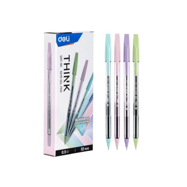 Pulpen Semi Gel DELI Q8 Neddle Tip Ujung Lancip 0.5 mm