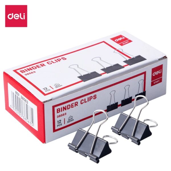 Klip Penjepit Kertas DELI Binder Clip Hitam No.155 ( 32 mm ) 38563