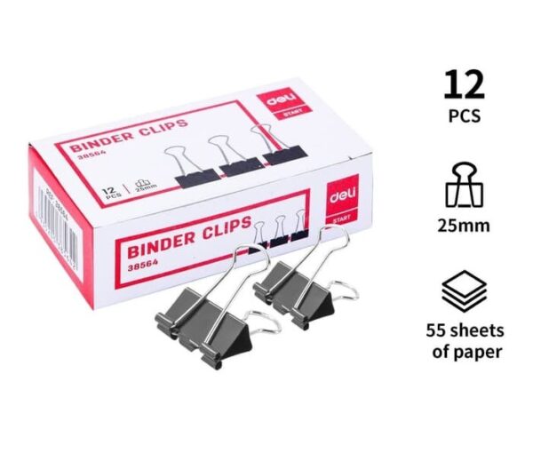 Klip Penjepit Kertas DELI Binder Clip Hitam No.111 ( 25 mm ) 38564