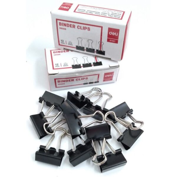 Binder Clip Klip Kertas Hitam No.105 ( 15 mm ) DELI 8566