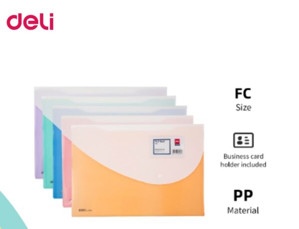 Map Kancing Plastik Envelope Bag Folio DELI 5506 Pastel Soft Color