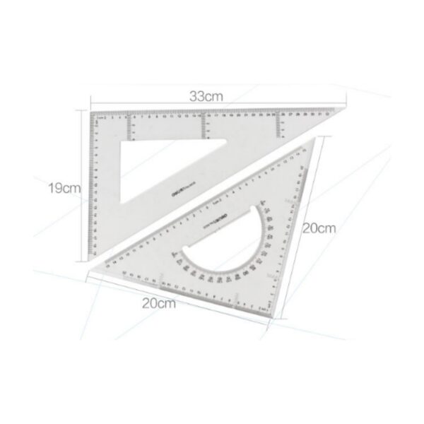 Penggaris Mistar Segitiga DELI Set Square 30 cm x 33 cm 6435 - Gambar 3