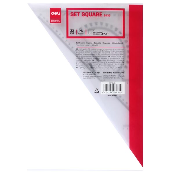 Penggaris Mistar Segitiga DELI Set Square 30 cm x 33 cm 6435 - Gambar 2