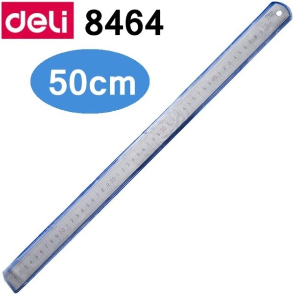 Penggaris Mistar Besi Almunium DELI Anti Karat 50 cm 8464 - Gambar 3