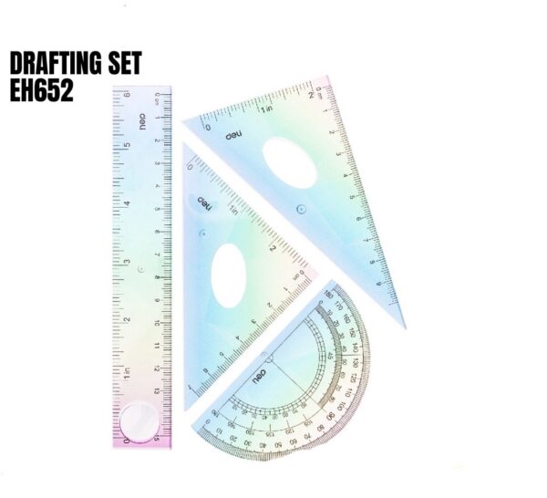 Mistar Penggaris Lentur Fleksibel Set DELI EH-652 Flexible Ruler ( 15 cm ) Drafting Set