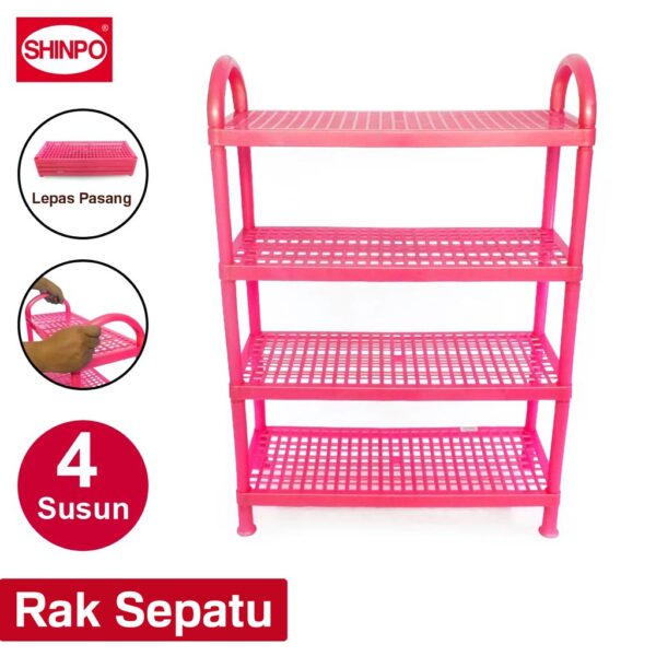 Rak Sepatu Sandal Plastik SHINPO 4 Susun SIP 829-4 - Gambar 2