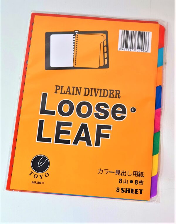 Pembatas Binder A5 Plastik Index Divider Loose Leaf Warna 20 lubang 8 warna