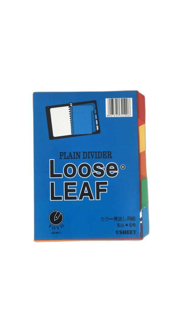 Pembatas Binder A5 Plastik Index Loose Leaf Warna 20 lubang 5 warna